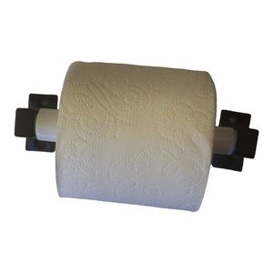 Toilet Paper Holder Black Matte Metal Screws White Plastic Roller for Bathroom